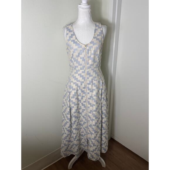 HUNTER BELL Dresses & Skirts - Hunter Bell Light Blue and White Sleeveless A Line Zip Dress Sz 4